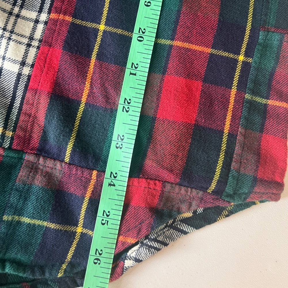 Women's patchPlaid Button Down Shirt - Red, Green, Black - Picture 12 of 14